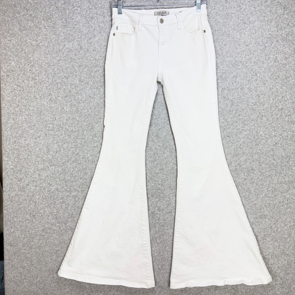 Judy Blue Super Flare Jeans Women 7/28 White Retro Dramatic Bell Bottom